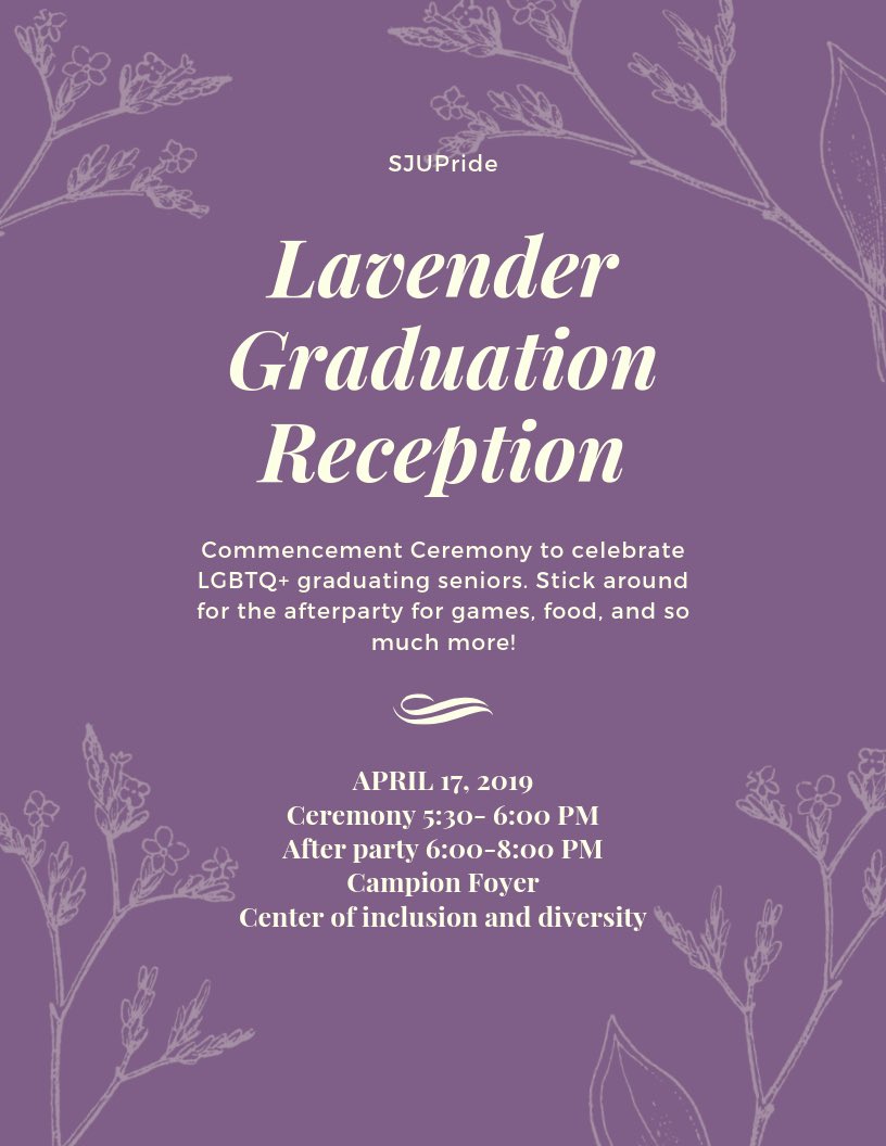 Today, join us with <a href="/sjupride/">SJU PRIDE</a> for a Commencement Ceremony to celebrate our LGBTQ+ seniors. We will conclude the celebration with an after party in the Center of Inclusion and Diversity.
