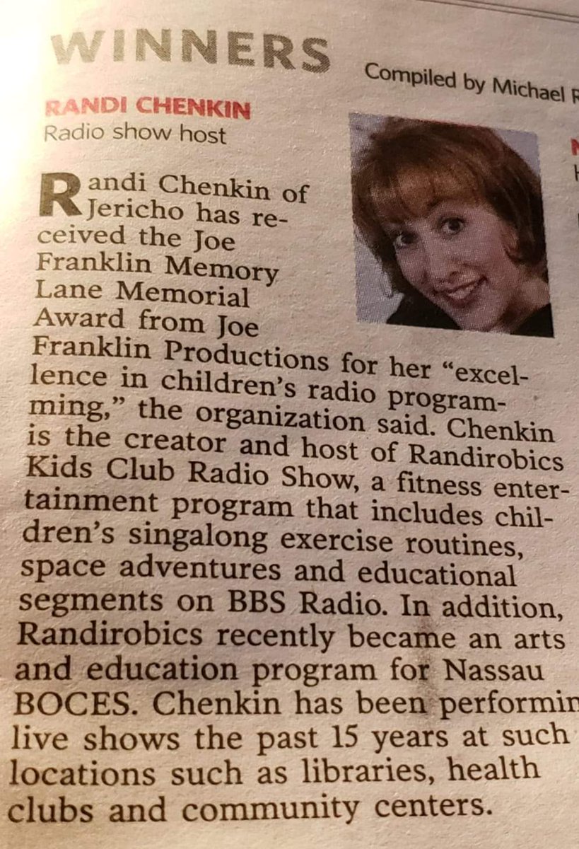Randirobics's tweet photo. Feeling blessed 2 receive the Joe Franklin Memory Lane Memorial Award 4 *Excellence in Children's Radio Broadcasting* feature in @Newsday #gratitude #PurplePrep #Randirobics #BreakingNews #News #Interview #Media @BBSRadio https://t.co/DyG9fByT2I