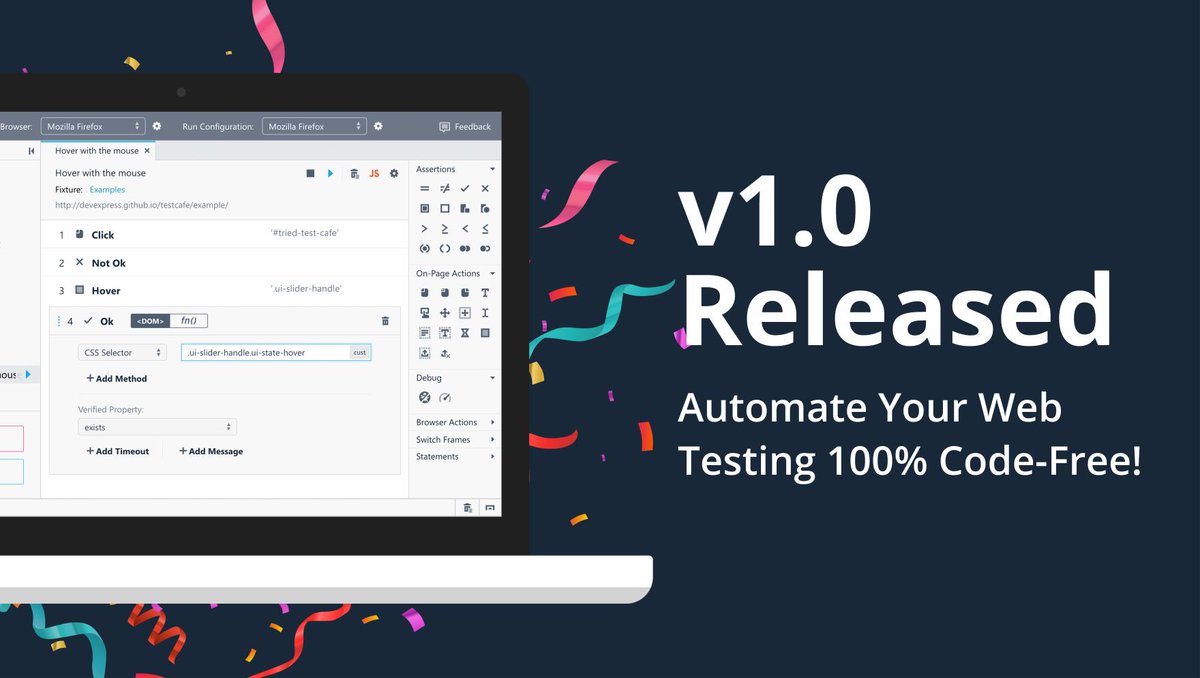 The first official TestCafe Studio release is available. Download TestCafe Studio and improve your End-to-End testing experience now! devexpress.com/testcafestudio