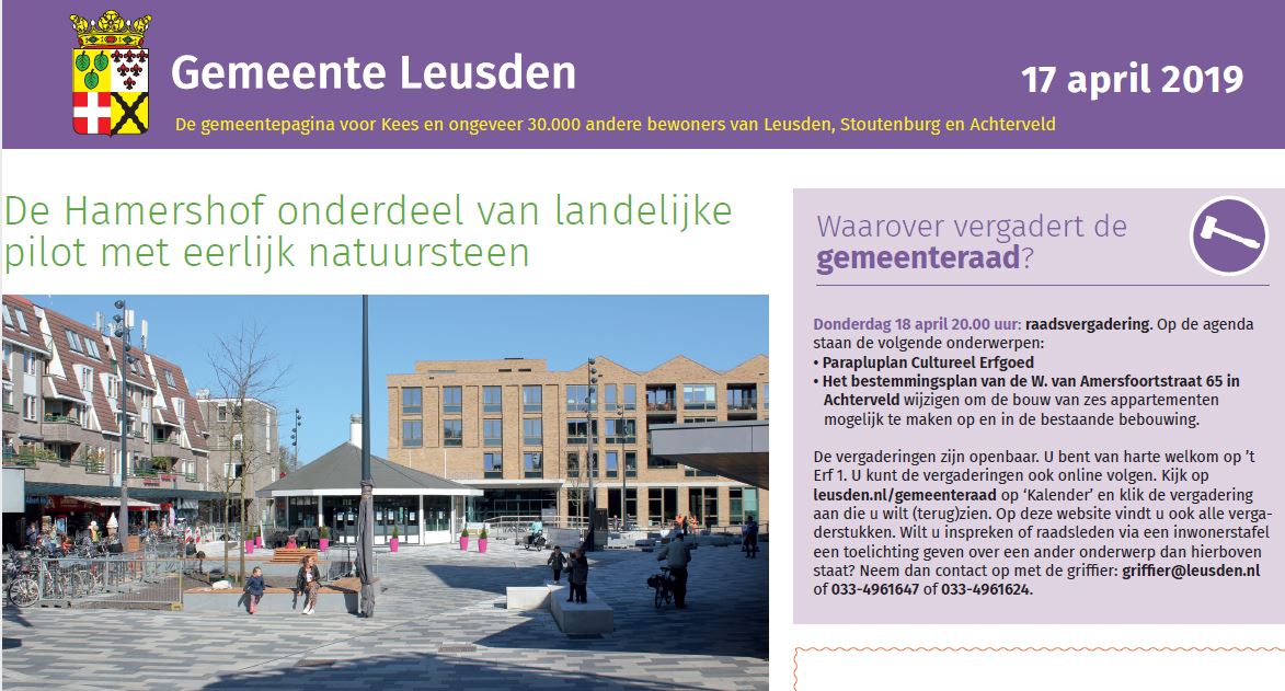 In samenwerking met De Communicatiemeisjes uit Leusden schrijven de raad en college van <a href="/Gem_Leusden/">Gemeente Leusden</a> eens in de drie weken over actuele (politieke) onderwerpen.  Lees deze mooi opgemaakte Gemeentepagina voortaan digitaal. Ga naar de editie van 17 april:  bit.ly/2GrIGQP