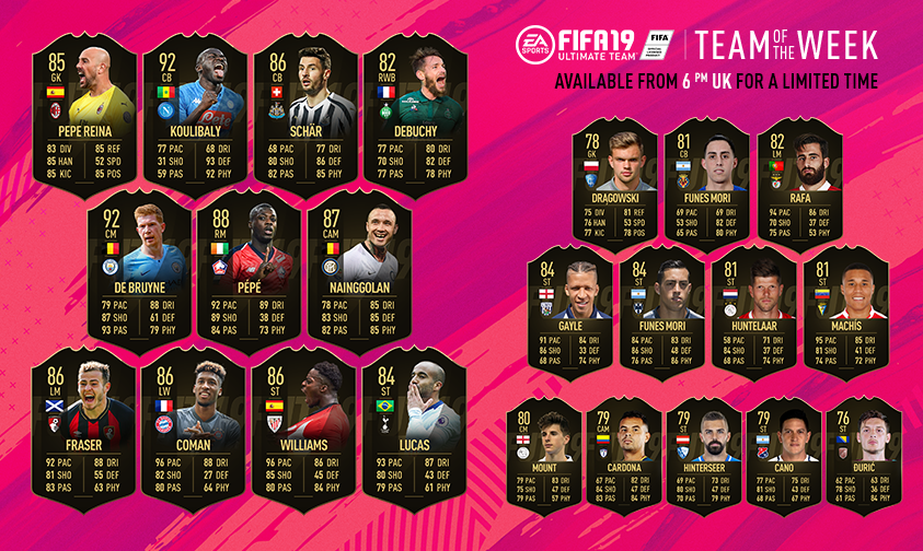 This week we have not one but two 92 rated players in the #TOTW! 🔥

9⃣2⃣ Koulibaly 🇸🇳
9⃣2⃣ De Bruyne 🇧🇪

Who do you have your eyes on? 👀

#FIFA19 #TOTW31