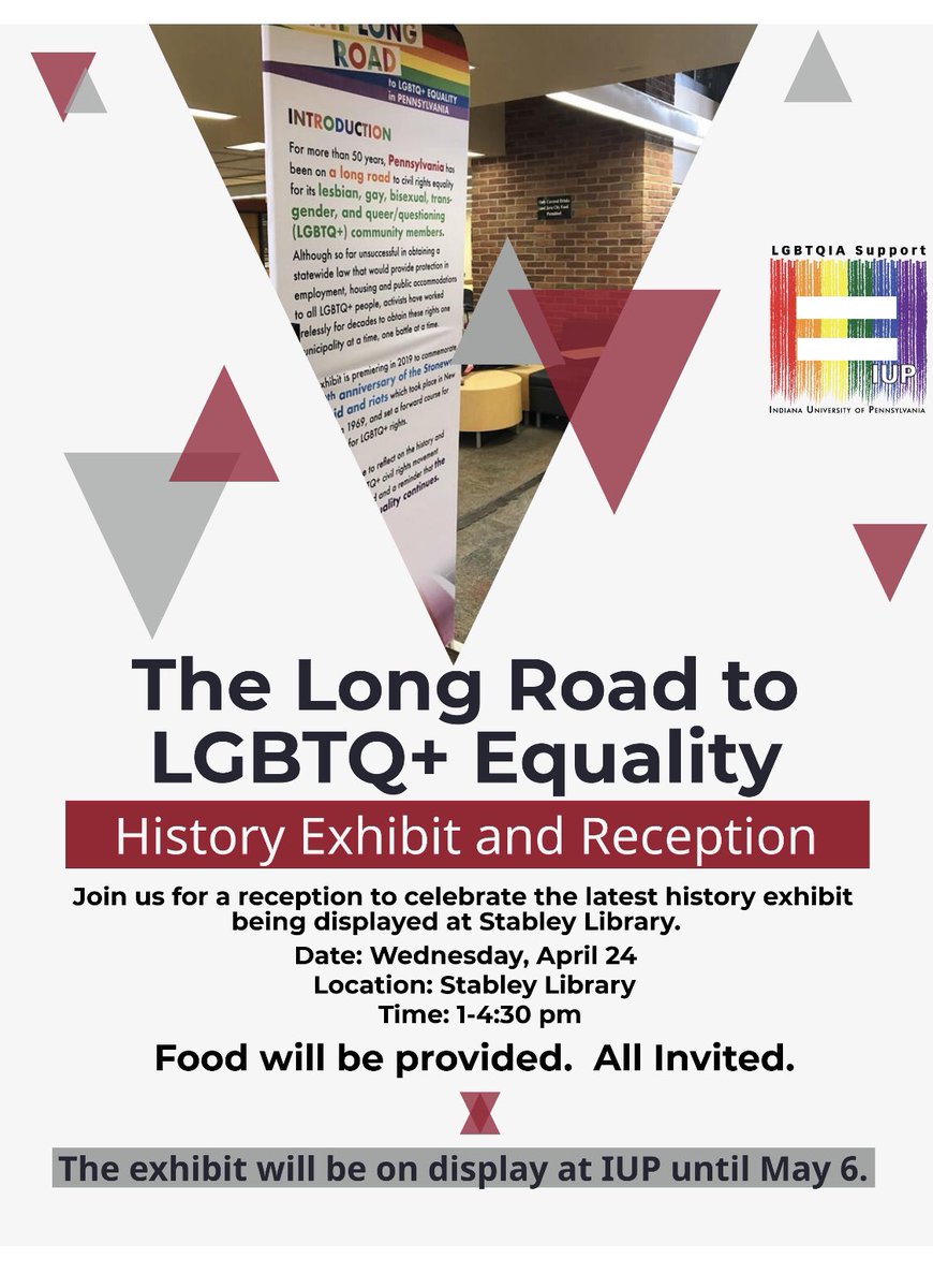 LGBTQIAatIUP's tweet photo. Join us on The Long Road to Equality @IUP_MCSLE @IUPedu @IUP_Pride @lgbtq_iup @IUPWomenGender @IUPLibraries https://t.co/vIIxre24Bo