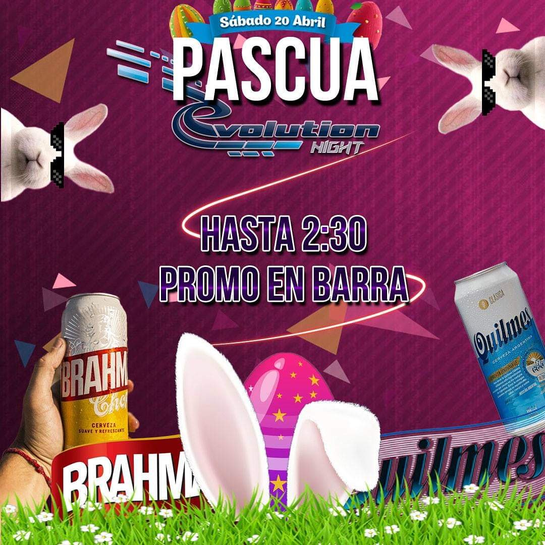 djevolution_ok's tweet photo. #Sabado😉 #EvolutionNight💣 #EdicionPascua🐰
Promo #Brahma &amp; #Quilmes en Barra🍻 👉 Hasta las 2:30😉 https://t.co/TROfWfAH71