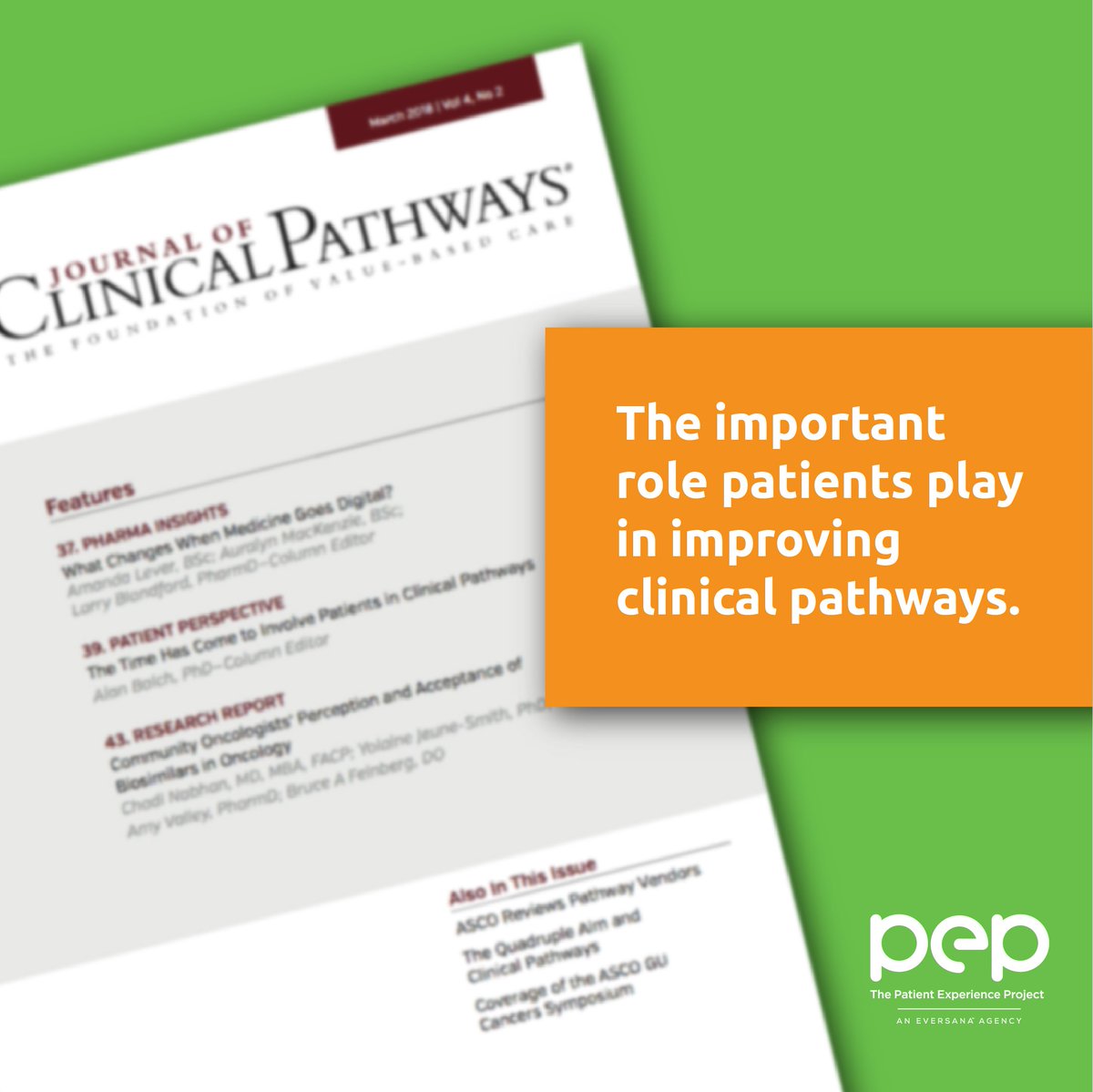 ThePatientExp's tweet image. An article by a team from PEP and @EVERSANAcompany has been published in @JournalofCP. Read how involving patients more in their care is pivotal to ensuring continuity of care and breaking down data silos in today’s medical system. journalofclinicalpathways.com/article/engagi…