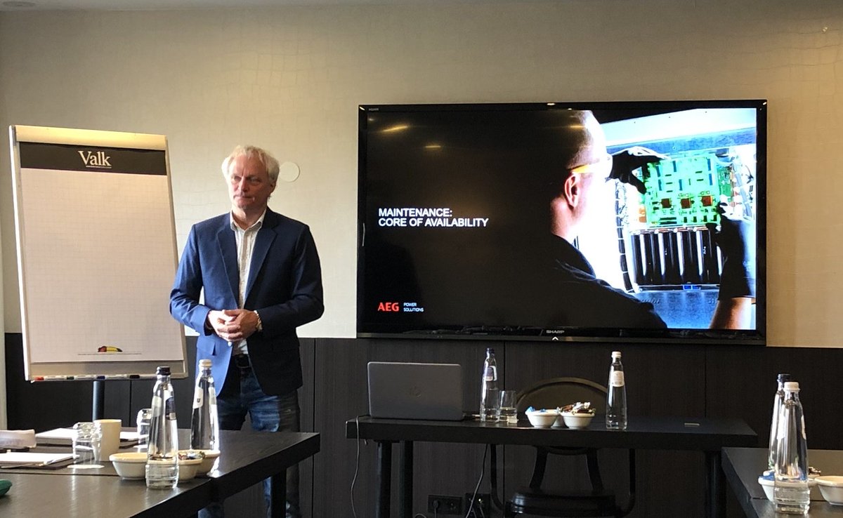 AEGPS's tweet photo. AEG PS hosted today a technical seminar in the Netherlands. Our experts informed about the important requirements for the right UPS design and gave insights, how crucial maintenance is for the reliable operation of a power backup. #securingpower https://t.co/F9ACt1zaBP