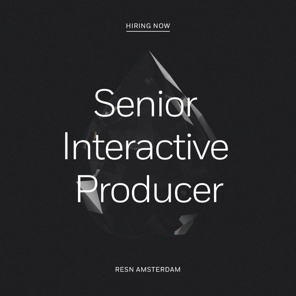 WE ARE HIRING! Our Amsterdam studio is looking for masterful orchestrators of gooey interactive experiences. If you are a Senior Producer we need you. Now. #hiring #amsterdam 

jobs.resn.co.nz/apply/dbhXkuN6…