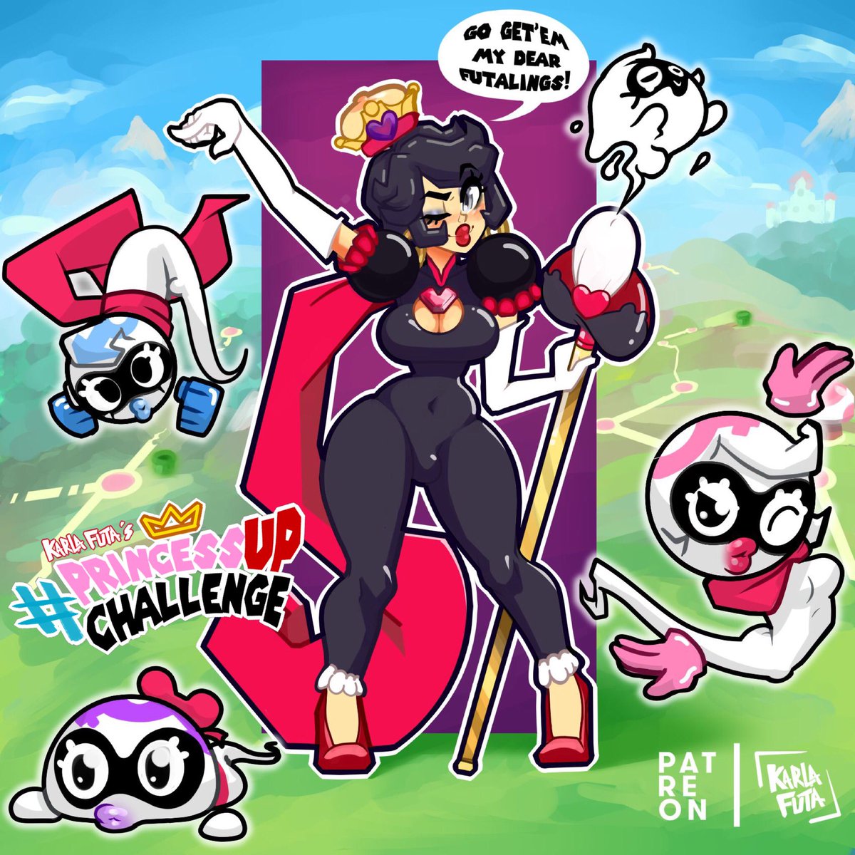 K_INK_INK's tweet photo. My very own entry to the #princessUPchallenge , Karla the ruler of the Futana kingdom and her dear Futalings are here! 
-
I challenge you to Join in the princess lineup! [rules on my profile]
-
#princessup #dressup #artchallenge #pinup #princess #marioprincess #crownyouroc https://t.co/ajkx0H1hKM