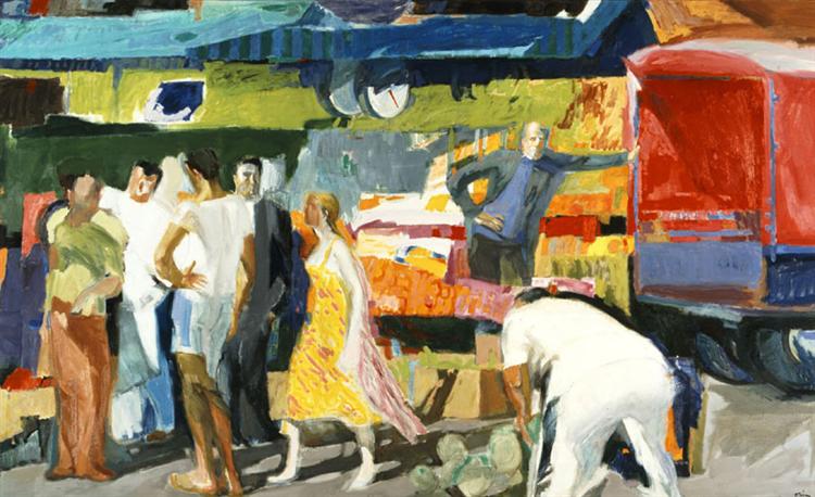 Farmers Market (1982) by Greek painter Panayiotis Tetsis (1925 – 2016)
#Greek #artist #painter #PanayiotisTetsis #postimpressionism #art #paintings #market #farmersmarket