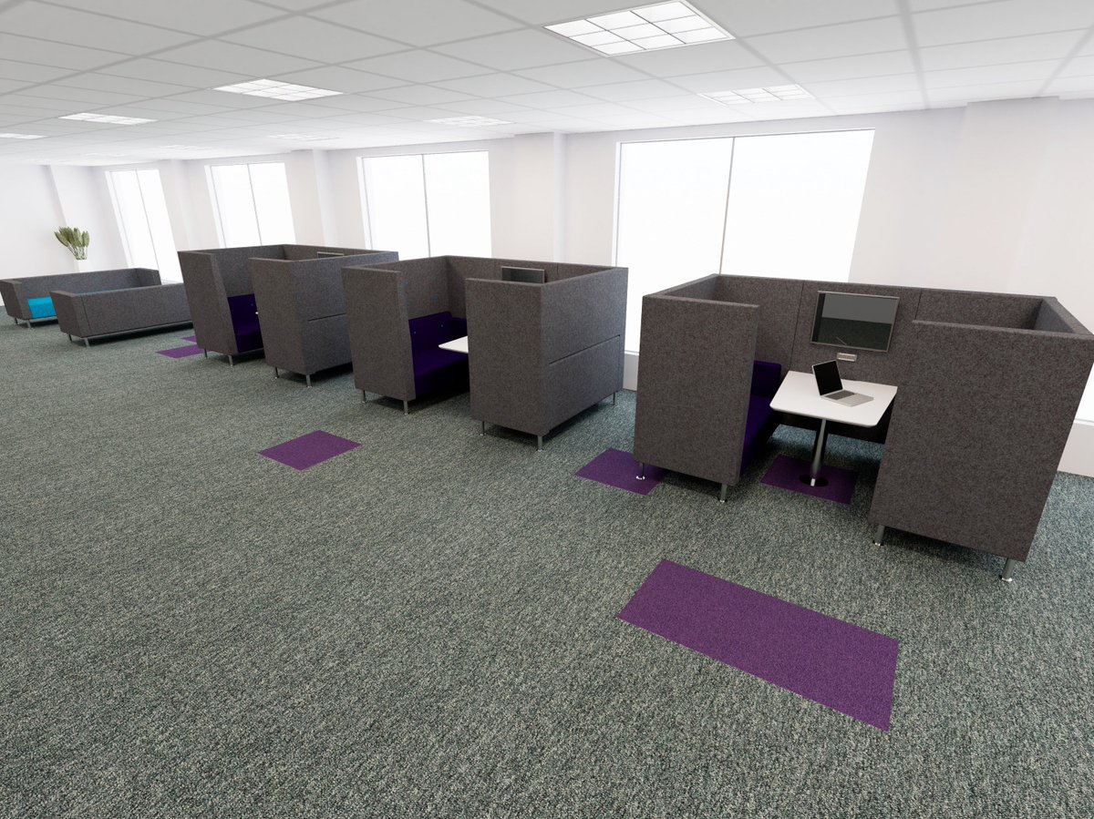 Exciting breakout area featuring the Jensen Up Booth which is perfect for a relaxing chat and brainstorming meets. Also, the comfortable Jensen Sofa which is great for a nice coffee break. #Revit #BIM #Render #officedesign #furnituredesign #3D #workplace