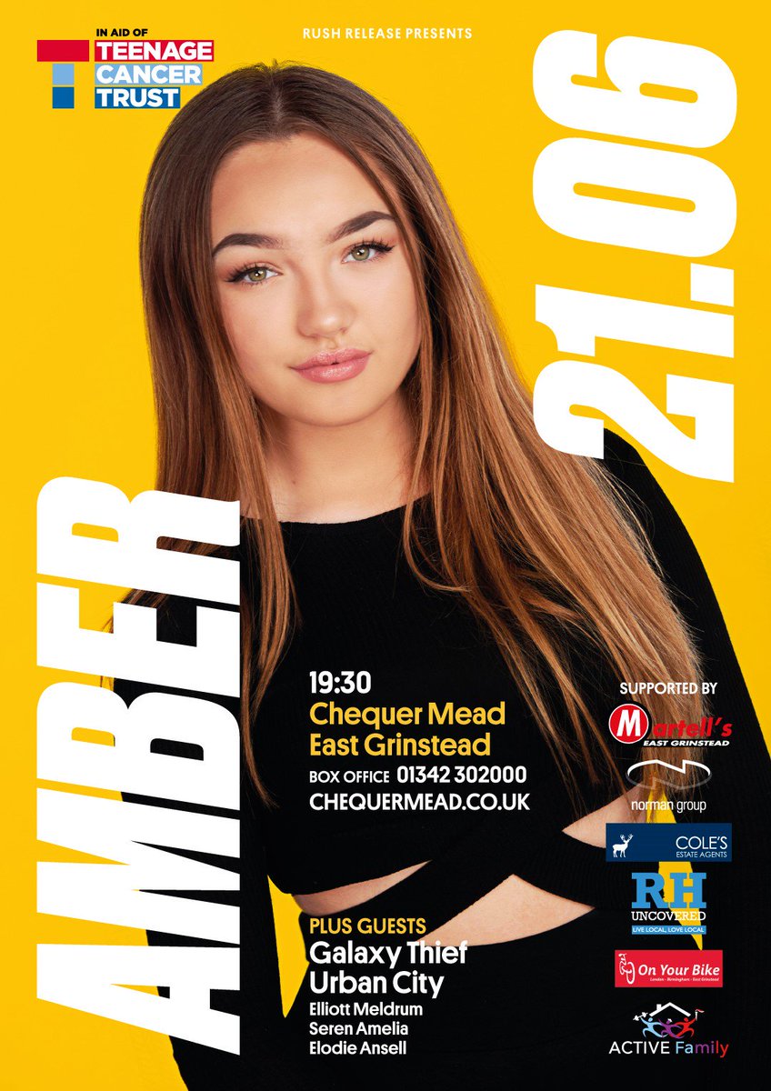 .<a href="/AmberTmusic/">Amber T ♡</a> will be performing <a href="/ChequerMead/">Chequer Mead Theatre</a> supported by <a href="/GalaxyThiefBand/">Galaxy Thief</a>    and <a href="/urbancitydance/">Urban City</a>    fundraising for <a href="/TeenageCancer/">Teenage Cancer Trust</a>
We loved seeing her <a href="/eastcourtlive/">East Court Live</a> Live  Watch her performing her single 'Tick Tock' here youtube.com/watch?v=CgB3L9…

Wonderful Amber you are a star.