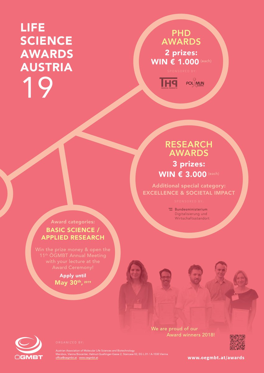 The Life Science Awards Austria call 2019 is now open! Attractive prizes: #PhD and #Research awards from the #ÖGMBT for early-stage researchers. More info: oegmbt.at/awards please RT! #awards #austria #lifescience@viennabiocenter <a href="/IMBA_Vienna/">IMBA imbavienna.bsky.social</a> <a href="/IMPvienna/">IMP</a> @lifesciencevie