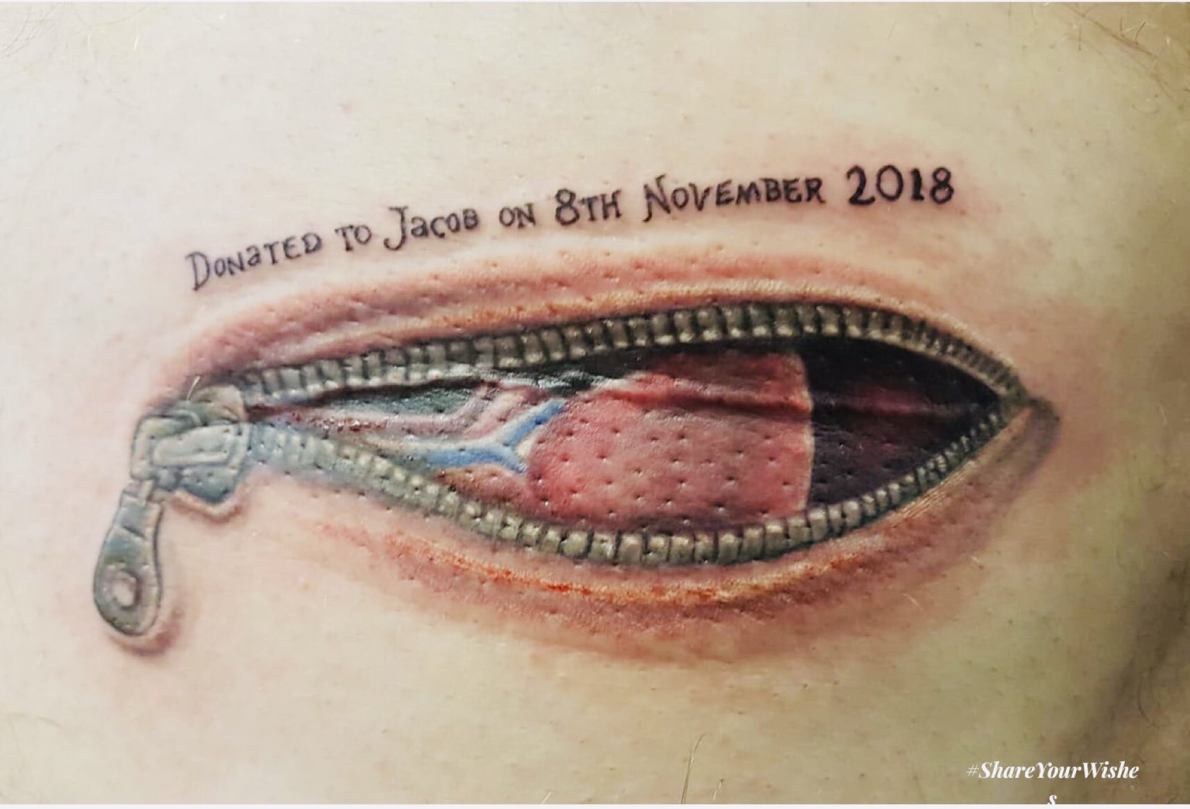 Share Your Wishes on X: "Today Pete has had a tattoo done to mark the date he donated a #kidney to his son. We thought it was an amazing tattoo. Pete kindly