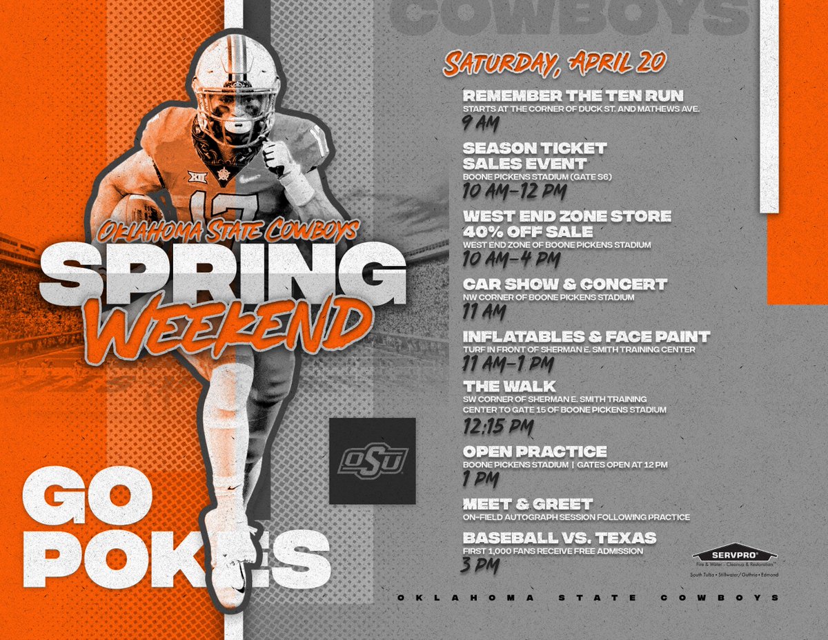 Are you ready for Spring Weekend in Stilly? 🙋🏽‍♀️

Fan info ➡️ okla.st/2Io0VZI #okstate #GoPokes