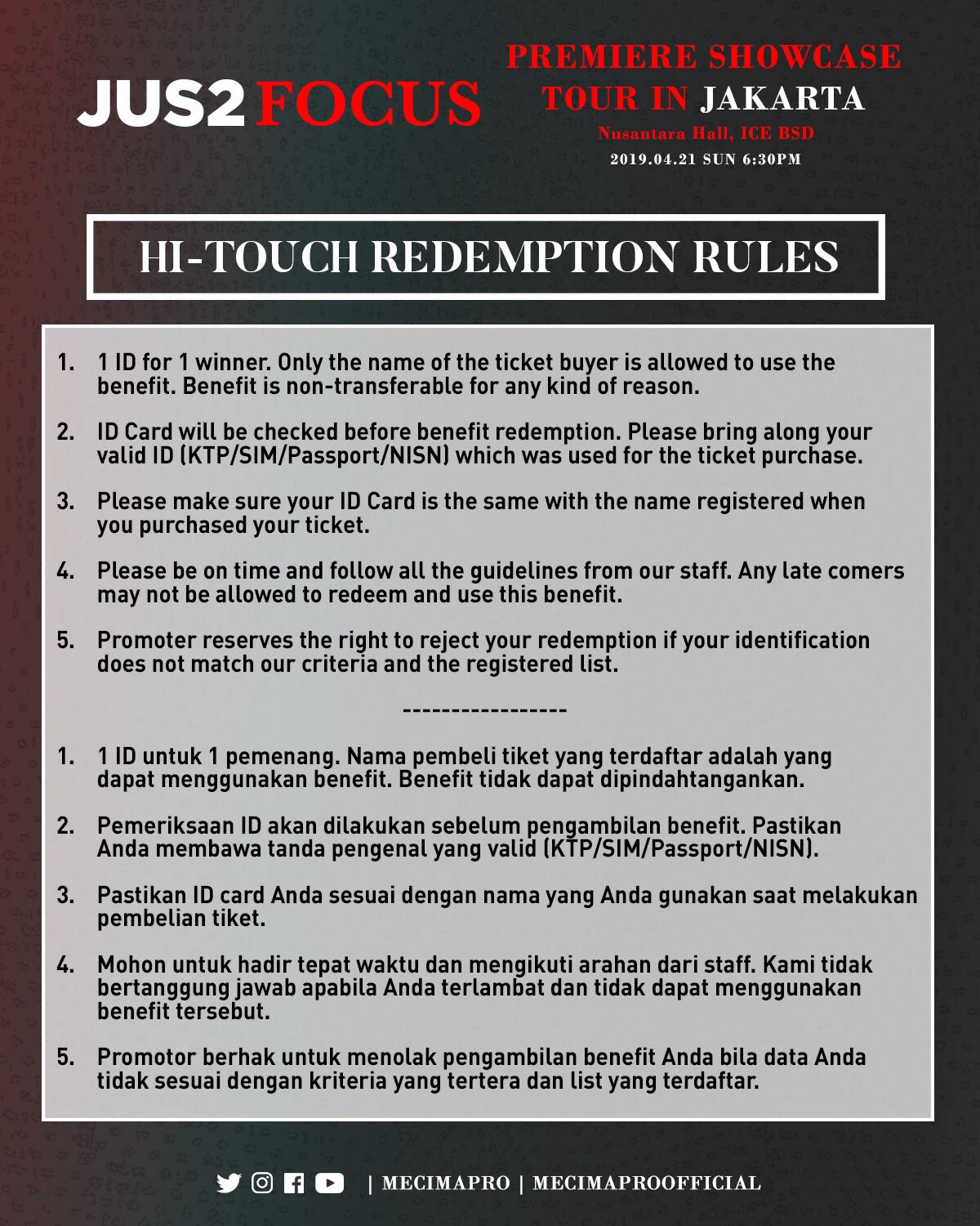Mcp On Twitter Jus2injkt Jus2 Focustourinjkt Hi Touch Event Rules Please Make Sure You Follow Them Thank You For Your Cooperation Https T Co Rnvozf1spo