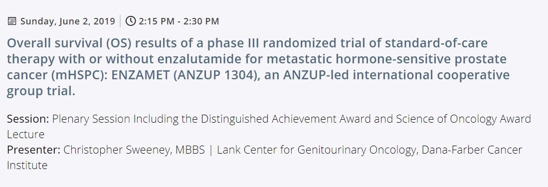 Thanks to all the teams from Australia, New Zealand, Canada, <a href="/DanaFarber/">Dana-Farber</a>, Ireland and UK who all supported the #ENZAMET trial. Thanks also to <a href="/ASCO/">ASCO</a> for choosing it as a plenary presentation based on the clinical practice &amp; biology informing data for mHSPC <a href="/ANZUPtrials/">ANZUP</a> <a href="/Uromigos/">Uromigos</a>