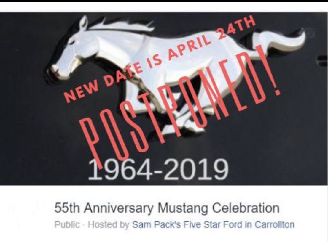 Today's Mustang Celebration has been rescheduled to April 24th.