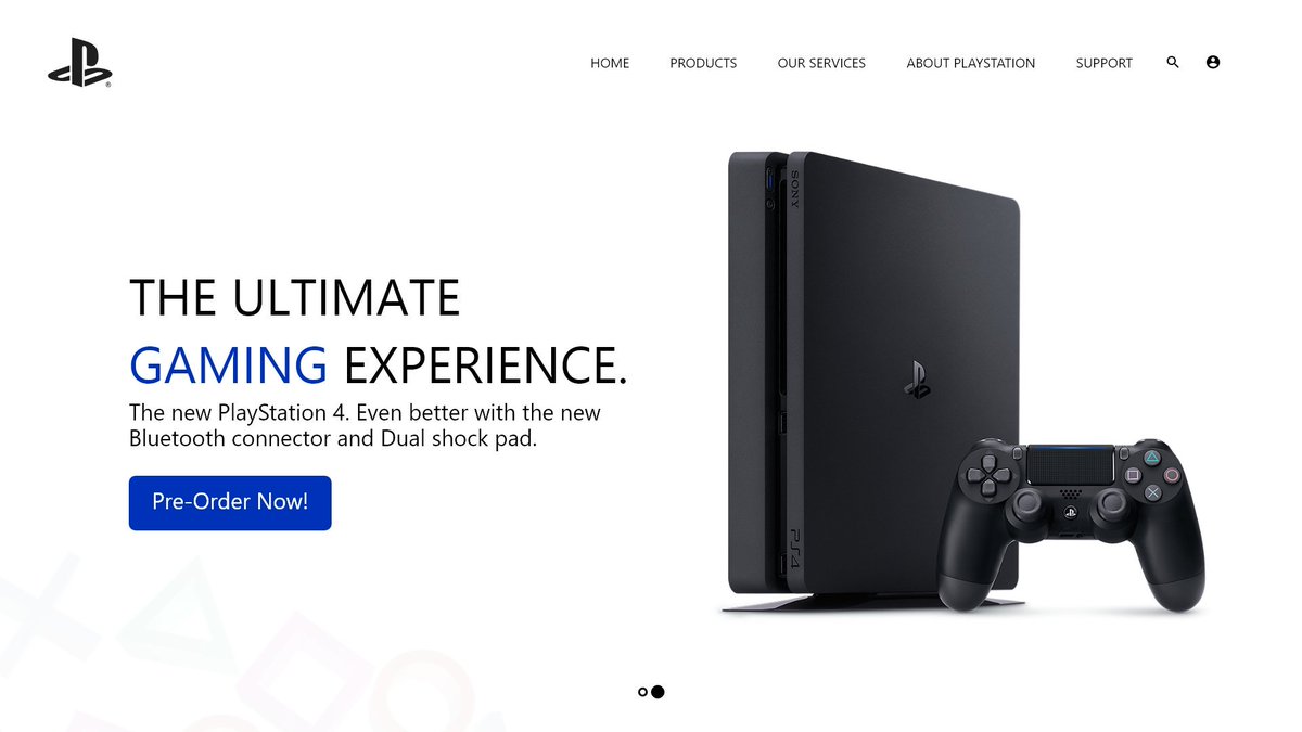 simages_digital's tweet photo. Daily UI Challenge 002: Landing Page.
My UI rendition of a #Playstation landing page. :) #DailyUI #Creative #Illustrator #gaming #userinterface #adobe #graphicartist #sony #AdobeXD @BillGates @Twitter #AvengersEndgame https://t.co/olZLRUj3Zc