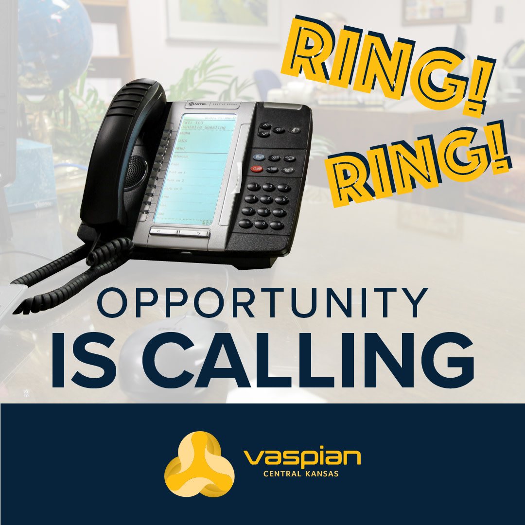 VaspianKS's tweet photo. What if you missed the call of a lifetime due to using a poor phone system? Fear no more - that's what we're here for! Call us today. 1.855.827.7426 #Vaspian https://t.co/q4YrFU8Nie