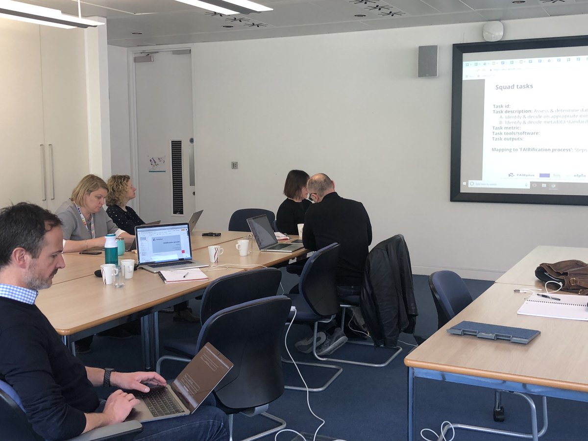 FAIRplus_eu's tweet photo. Day two of the first #FAIRplus squad meeting on @wellcomegenome campus in Hinxton. We are working to increase the FAIRness of data from @IMI_JU projects ReSOLUTE, #ND4BB, eTOX and #OncoTrack. See more: https://t.co/e1cLcxFtRA #FAIRplus #FAIRdata https://t.co/oWgXzjXgOj