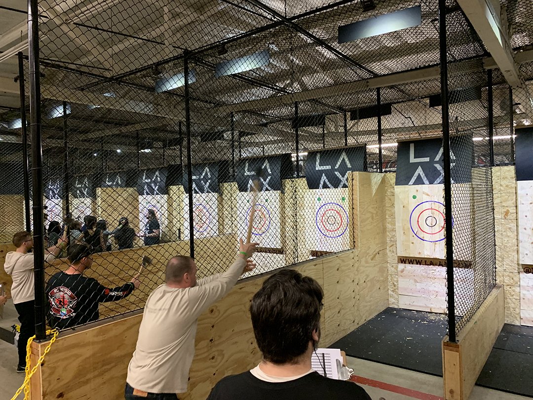 Beverages were consumed, axes were thrown, stress was relieved, and a good time was had by all when our Los Angeles office team got together after work for some old fashioned ax throwing at LAAX.