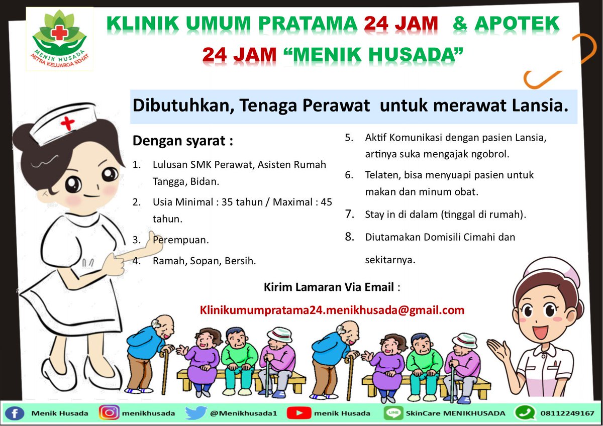 Menikhusada1's tweet photo. Assalamuallaikum..
Selamat malam sahabat menik :)
untuk temen temen yang belum bekerja dan sesuai dengan kriteria dibawah! kami sedang membuka lowongan pekerjaan untuk semua kalangan :) dan untuk surat lamarannya bisa dikirim via email yang tertera di bawah yaa sahabat :) https://t.co/YwotS7aj9U