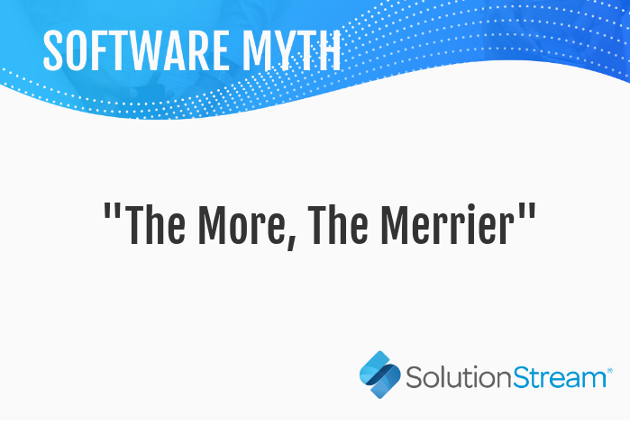 SolutionStream's tweet image. Beware of this Software Myth: "The More, The Merrier."
In software development adding more and more people during a project can actually slow it down rather than speed it up. It's better to scope a project properly from the beginning and get the right people involved upfront.