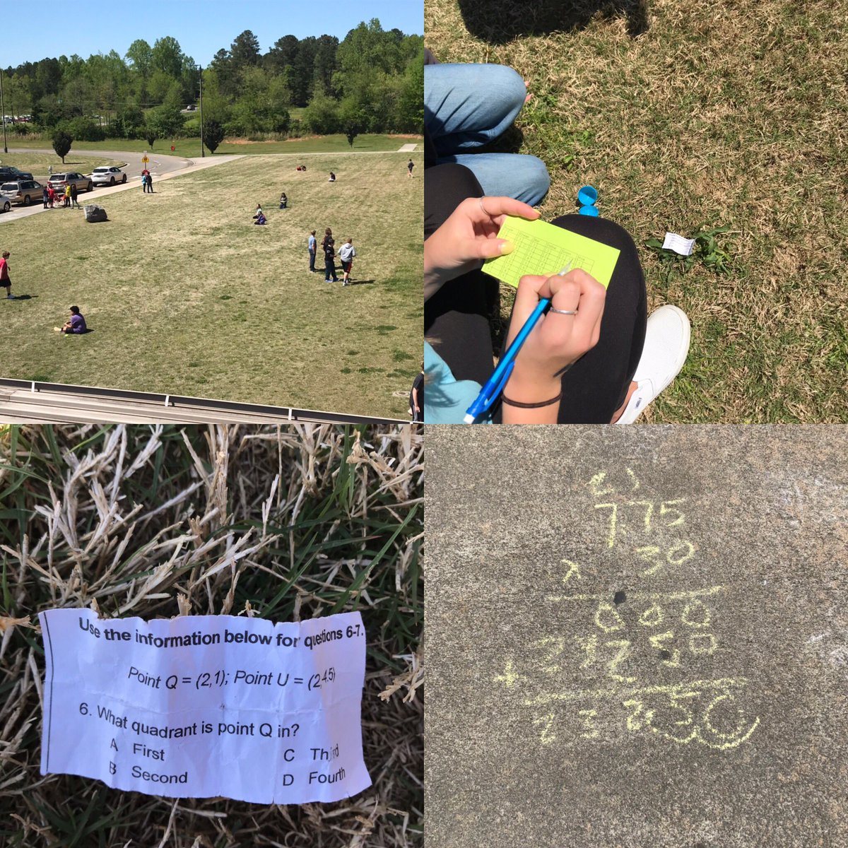 CreeklandMS's tweet photo. Check out the “egg-ceptional” Milestones review that the 6th grade math teachers put together. Each egg contained a math problem from one of the 6 units students have learned this year. Collaboration, learning and fun all in one lesson! #CreekLife https://t.co/3Lysymtapp