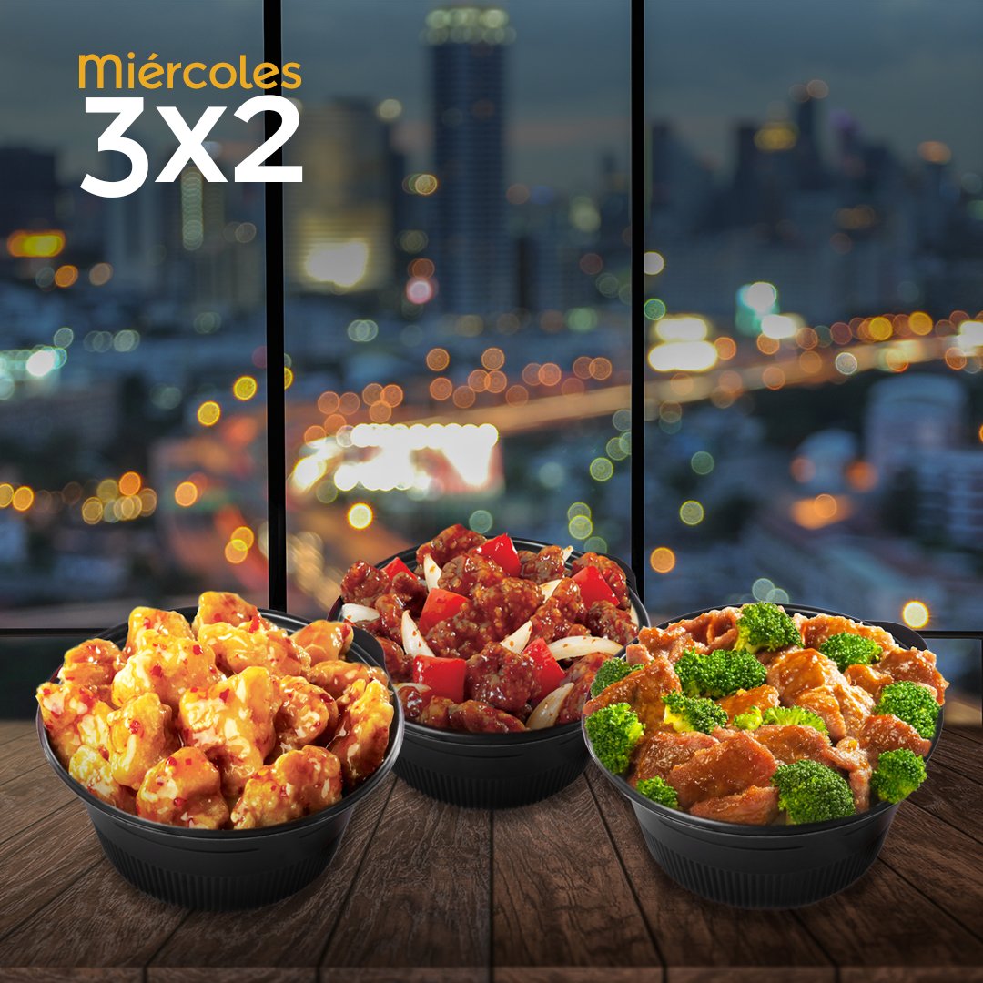 PandaExpressMx's tweet photo. Especialistas en sobrevivir al ombligo de la semana. ¿Cómo? Multiplicando todas nuestras especialidades: paga 2 y llévate 3. #PandaExpressMx #PandaExpress #Miércoles3x2 https://t.co/cE6ti0vg5R
