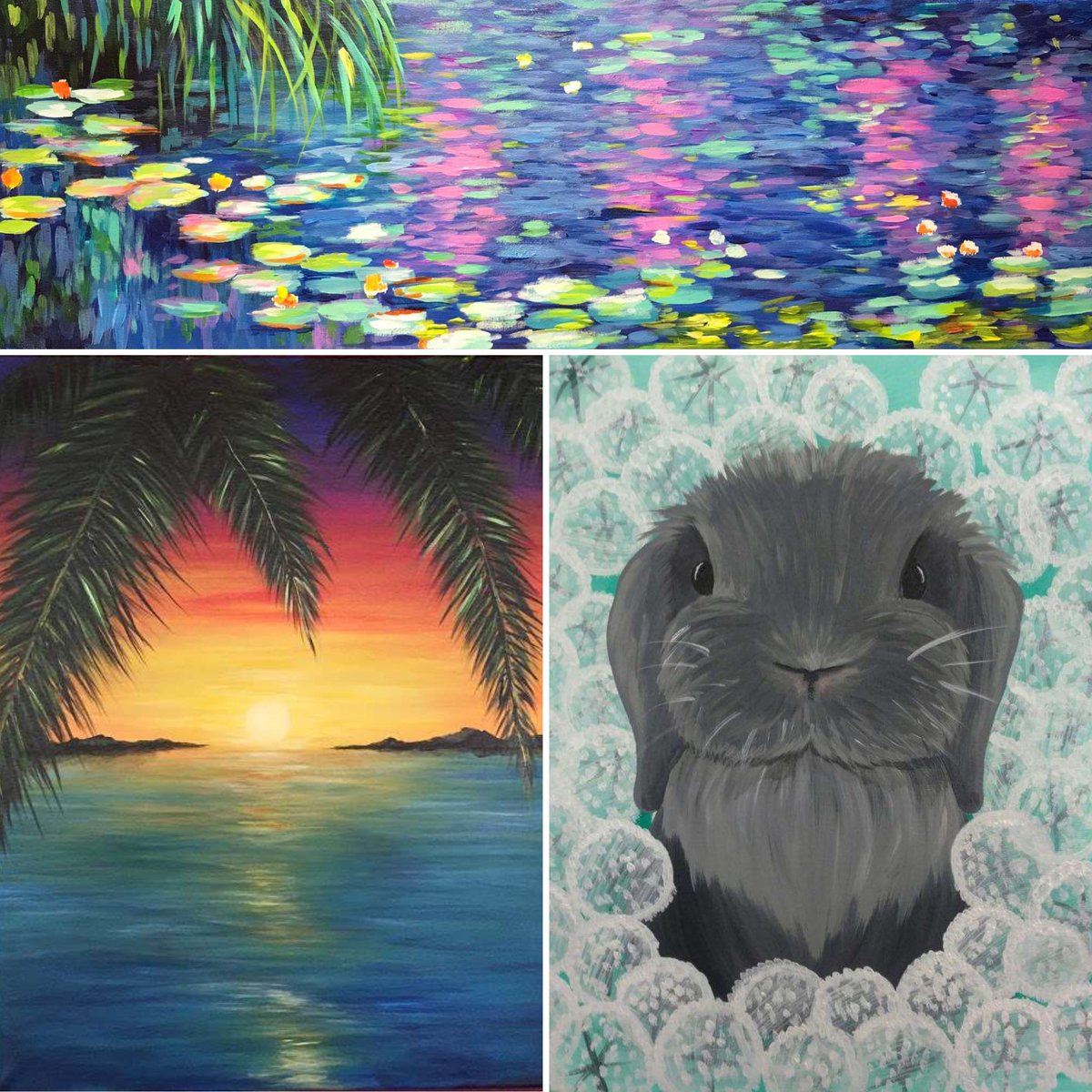 PinotsLivermore's tweet photo. From ponds, to oceans, to dandylion fields...this week's ready for you to paint, relax, and have fun! 🎨🏖🎉 https://t.co/67YQYHE8PR