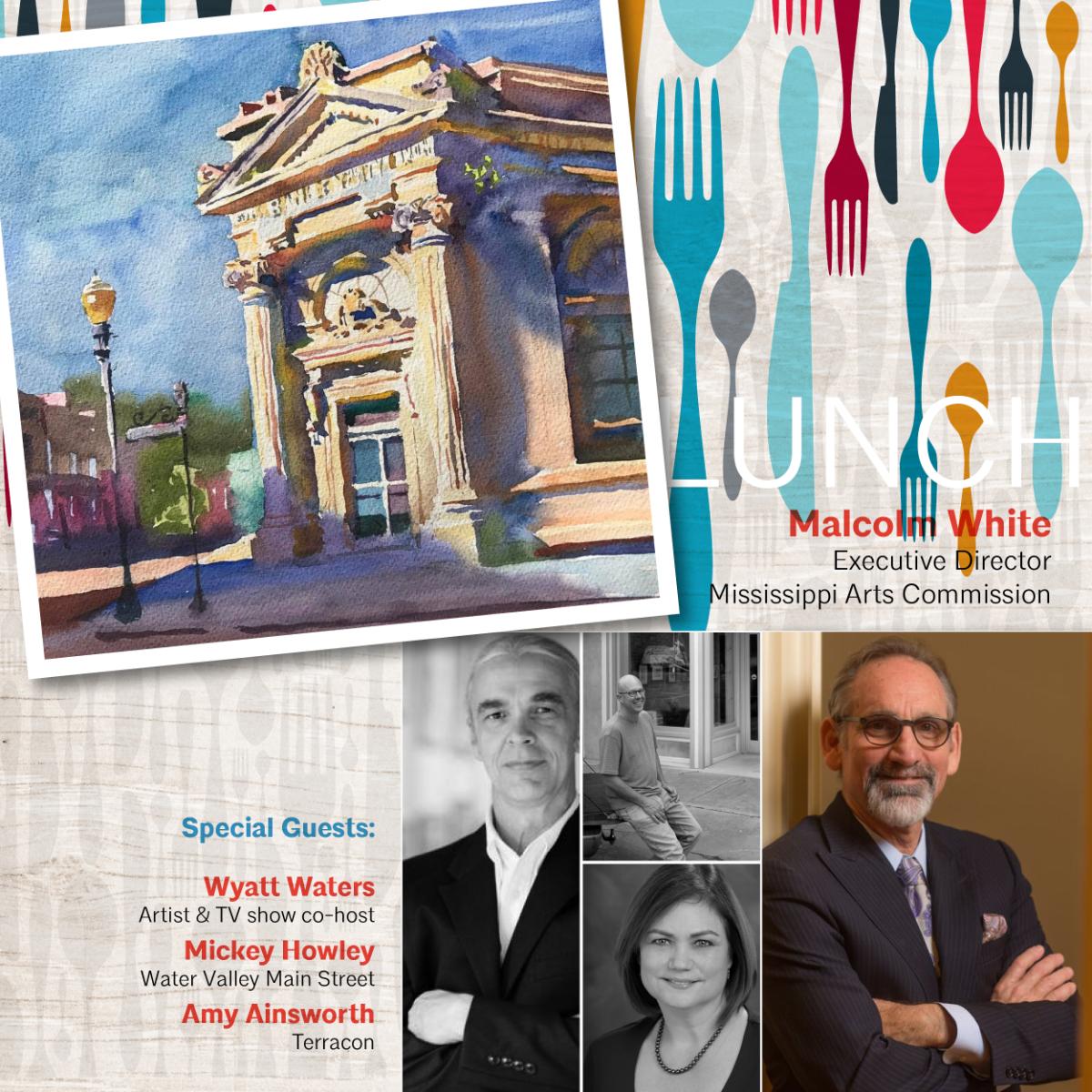 🔺 Malcolm White, Wyatt Waters, Mickey Howley and Amy Ainsworth - No tellin' what's gonna happen! April's monthly luncheon is not the one to miss. We're talking about architecture, public art and mischief in general! Dude. - mailchi.mp/51f88d49310c/0…