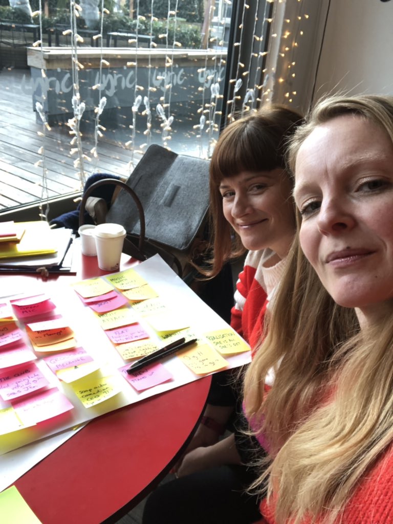 Michaela and Bea hitting the caffeine at one of their fave writing places The Lyric Hammersmith #caffeinefreaks #michaelabetts #beaholland #femaletheatre #newmusical #clubtheatre #whenthelightscomeup