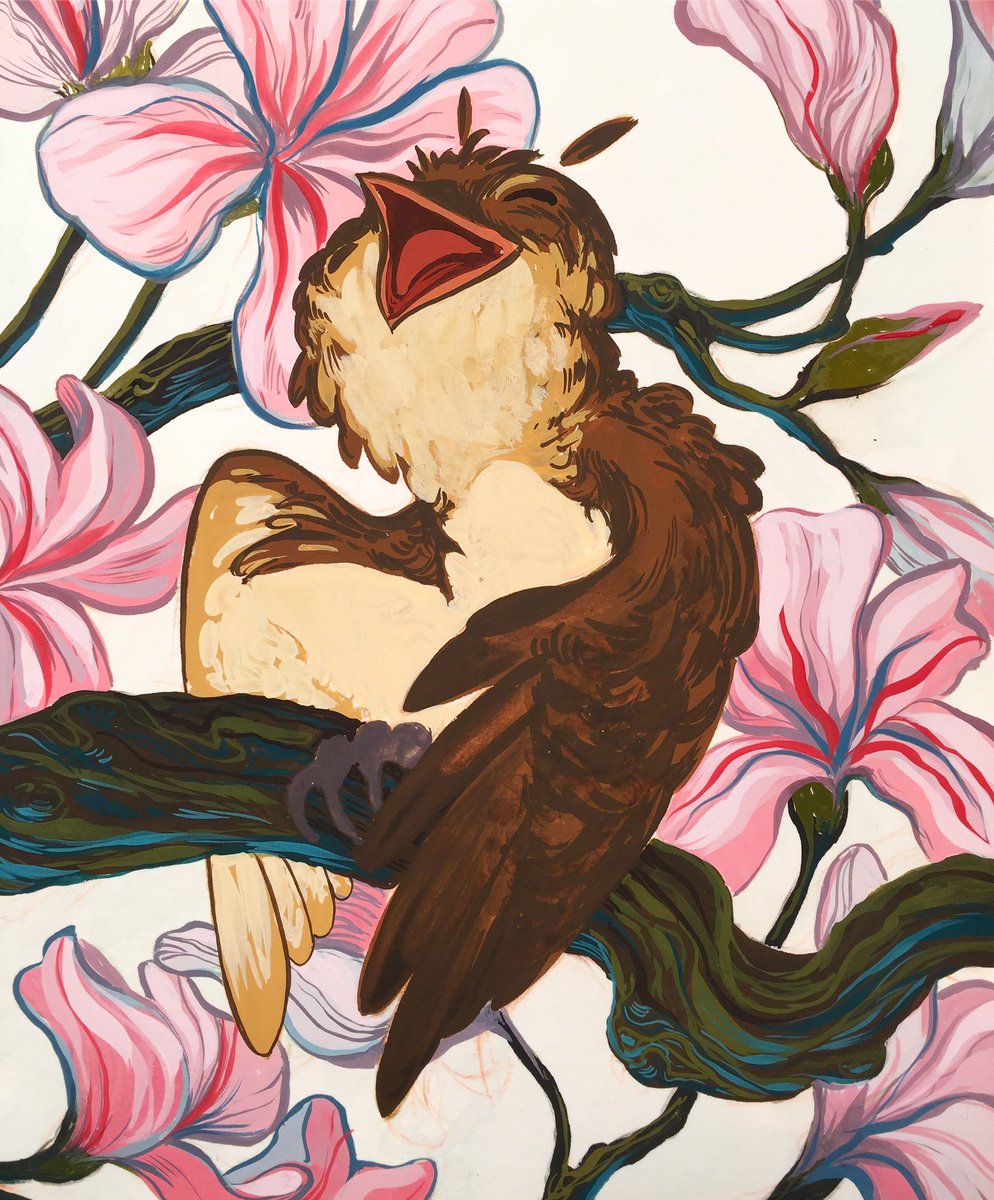 Ralukko's tweet photo. Painting this wee fella!
.
.
#blossoms #gouachepainting #sketchbook #traditionalart #birds #birb #pinkflowers #april #painting #illustration #flowerpainting #ralukko #gettingthere #learninggouache https://t.co/A5vUIgevFy