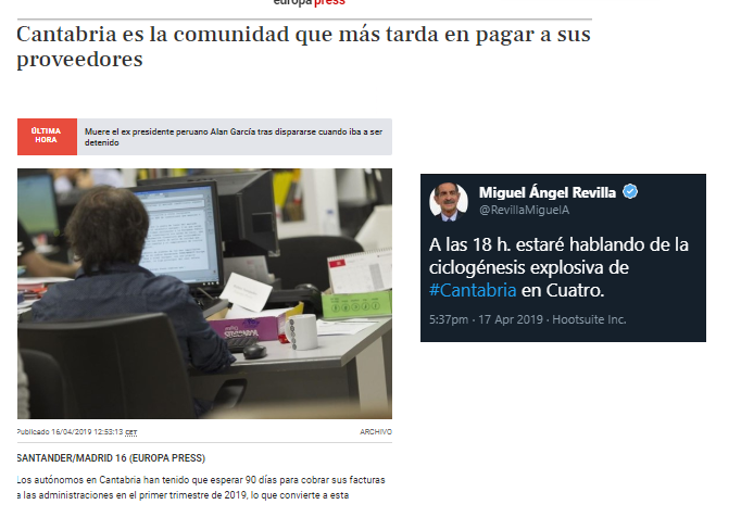 _Lin_cantabria's tweet photo. Preside el Gobierno autonómico más moroso de España. En las televisiones nacionales jamás le preguntarán por qué @A3Noticias @antena3com  @atresmediacom @cuatro @mediasetcom @informativost5 @SextaNocheTV @sextaNoticias https://t.co/39SXI0fRiJ