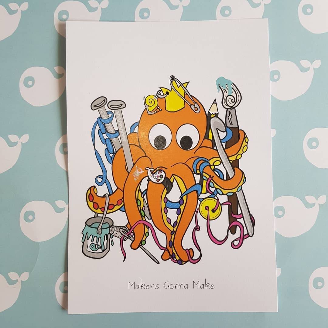 Excited to share the latest addition to my #etsy shop: Crafty octopus A5 digitally printed on 200gsm fsc uncoated card ready to frame. With or without text. #Makersgonnamake. #art #print #digital #orange #unframed #octopus #craftyoctopus  etsy.me/2Zk1PLW