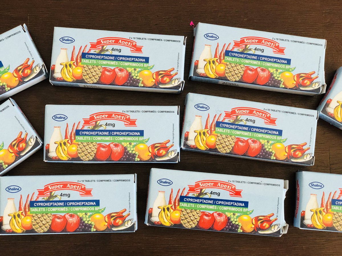 Apetamin Pills Cyproheptadine and lysine being an essential.