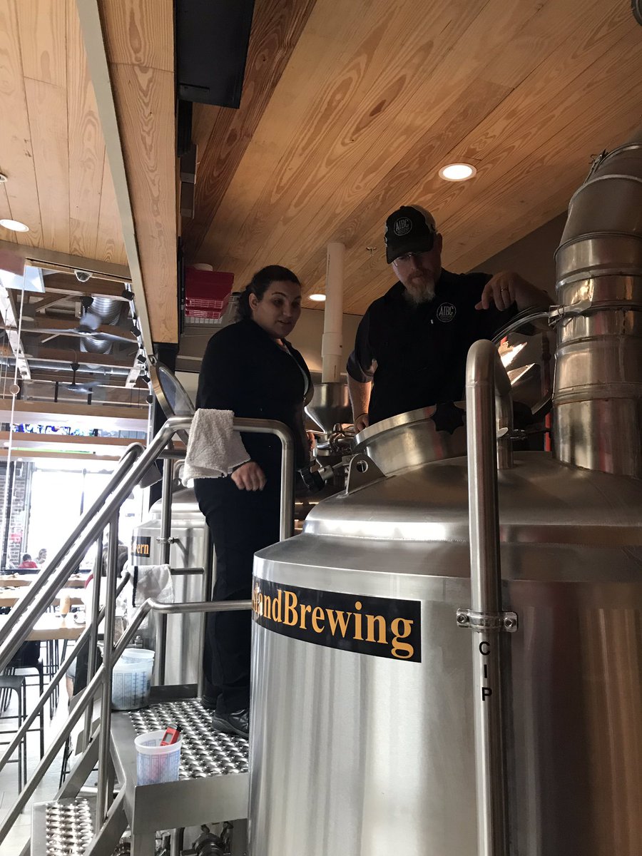 AmeliaBrewing's tweet photo. New manager, Megan in for her staff training brew day. Been rocking out to all metal today and having some fun after being back from CBC Denver. https://t.co/i1QuA7OPVn
