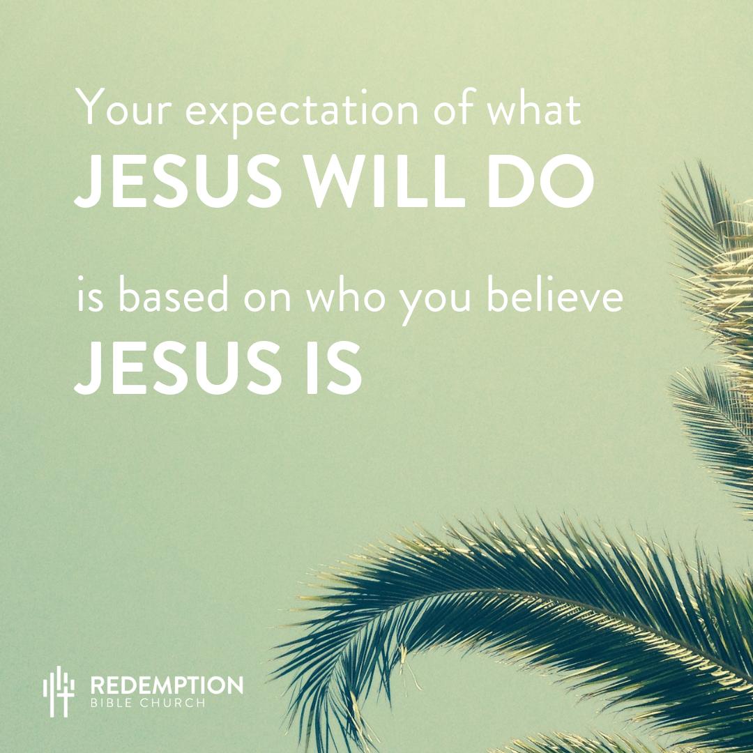 RedemptionBC's tweet photo. Jesus did not come to fulfill our expectations of Him, but to fulfill the Father’s. Listen to this week’s message, “Unmet Expectations," here: https://t.co/EbXAnBTTvM
#palmsunday #holyweek #Jesus #everythingweneeded #nothingweexpected https://t.co/3Lj8xIGjXa