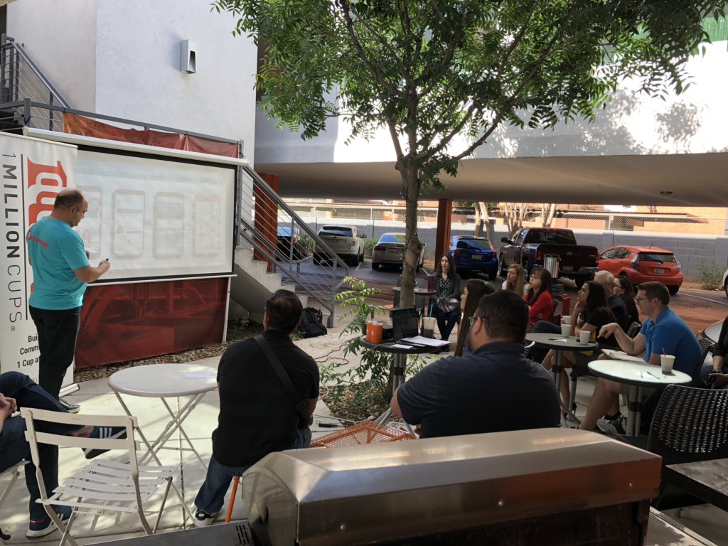 Up first <a href="/1MillionCupsPHX/">1 Million Cups Phx</a> Sean from <a href="/avontagebiz/">Avontage</a> Helping business owners fill excess capacity!