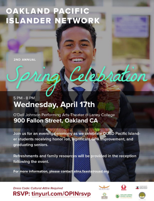 OUSDNews's tweet photo. Join us in celebrating our Pacific Islander all star students and seniors at the 2nd Annual Pacific Islander Honor Roll &amp; Senior Celebration. Tonight, starting at 5pm at Laney College. Details and RSVP: https://t.co/8G9RkVZFcM 
#equity #excellence https://t.co/ZCEGBT9PQl