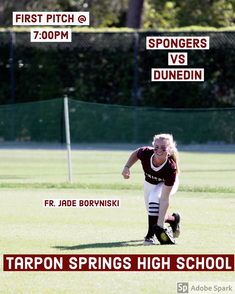 Good morning, it’s game day!!! Spongers have a home district matchup against Dunedin. First pitch is at 7:00pm, come out and support your Lady Spongers!
