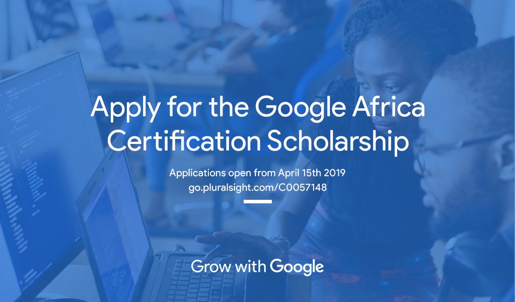 Aspiring or existing developer? Don't miss this opportunity to advance your career with the Google Africa certification scholarship. 

Click here {go.pluralsight.com/C0057148} to apply.

#GDRMENA #GDGMENA #WTMMENA