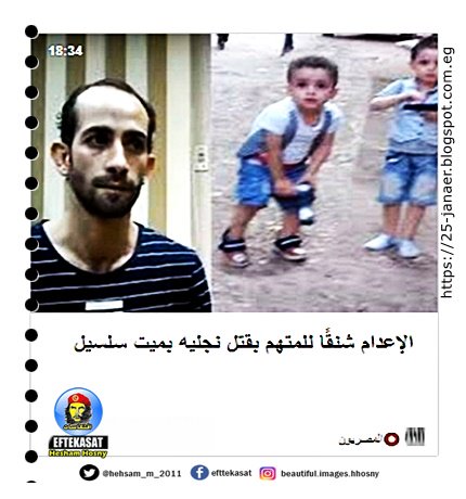 الإعدام شنقًا للمتهم بقتل نجليه بميت سلسيل