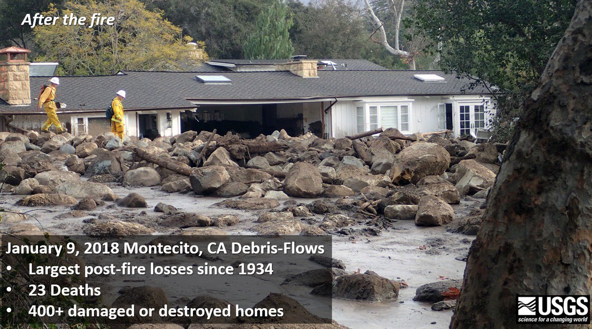 JG: On Jan 9, 2018, Montecito, CA suffered one of the largest post-fire #landslide debris flow that damaged/destroyed over 400 homes #CIWebinar