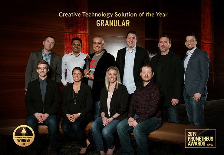 TechnologyIowa's tweet photo. Now that was a great night! Congrats to @GranularAg, winner of the #PrometheusAward for Creative Technology Solution of the Year! https://t.co/G3Im9IEO9Y