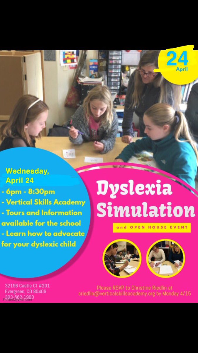 Next due to school closures today, the #dyslexia Simulation and #openhouse #event at VSA has been postponed to NEXT WEDNESDAY, APRIL 24. We hope to see you there!