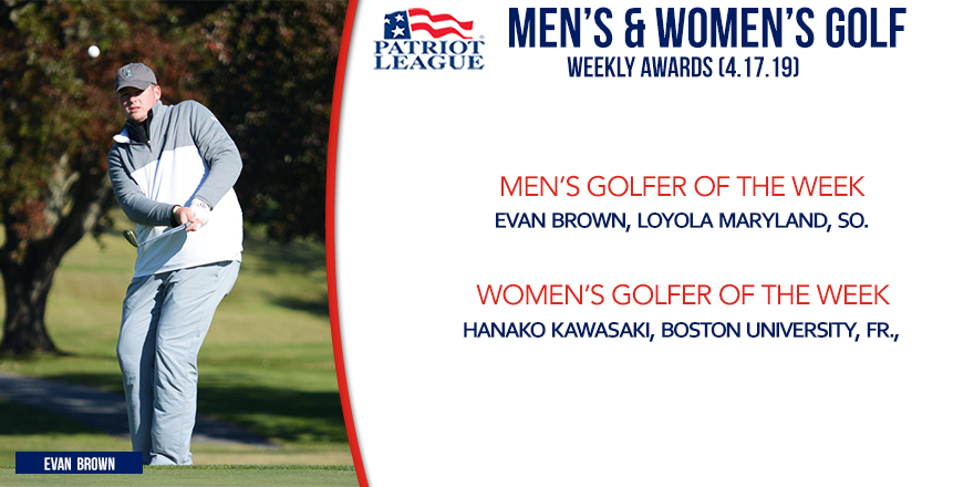 PatriotLeague's tweet photo. ⛳️#PLgolf Men's and Women's Golfers of the Week Announced 📣
Men's Golfer: @GreyhoundsGolf Evan Brown
Women's Golfer: @TerrierGolf Hanako Kawasaki
Read More: https://t.co/ZUYOqMO8UU https://t.co/gUcPOQqNqN