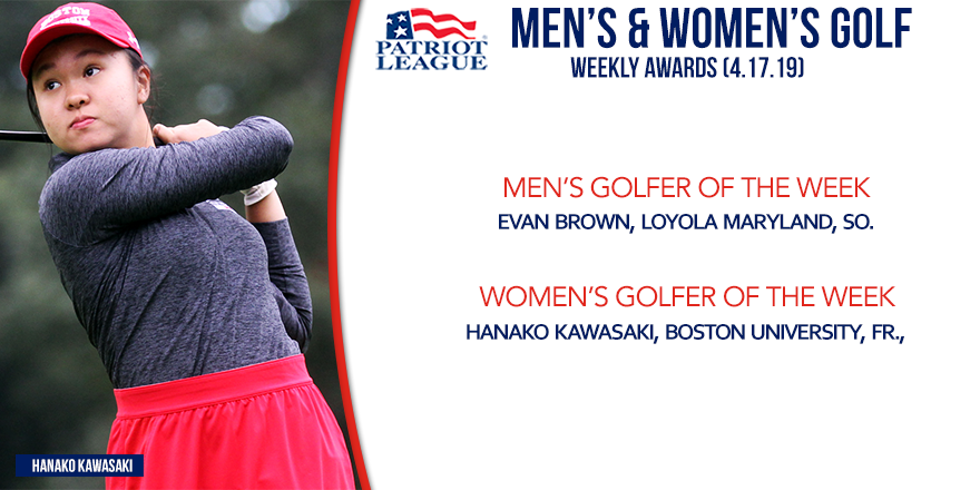PatriotLeague's tweet photo. ⛳️#PLgolf Men's and Women's Golfers of the Week Announced 📣
Men's Golfer: @GreyhoundsGolf Evan Brown
Women's Golfer: @TerrierGolf Hanako Kawasaki
Read More: https://t.co/ZUYOqMO8UU https://t.co/gUcPOQqNqN