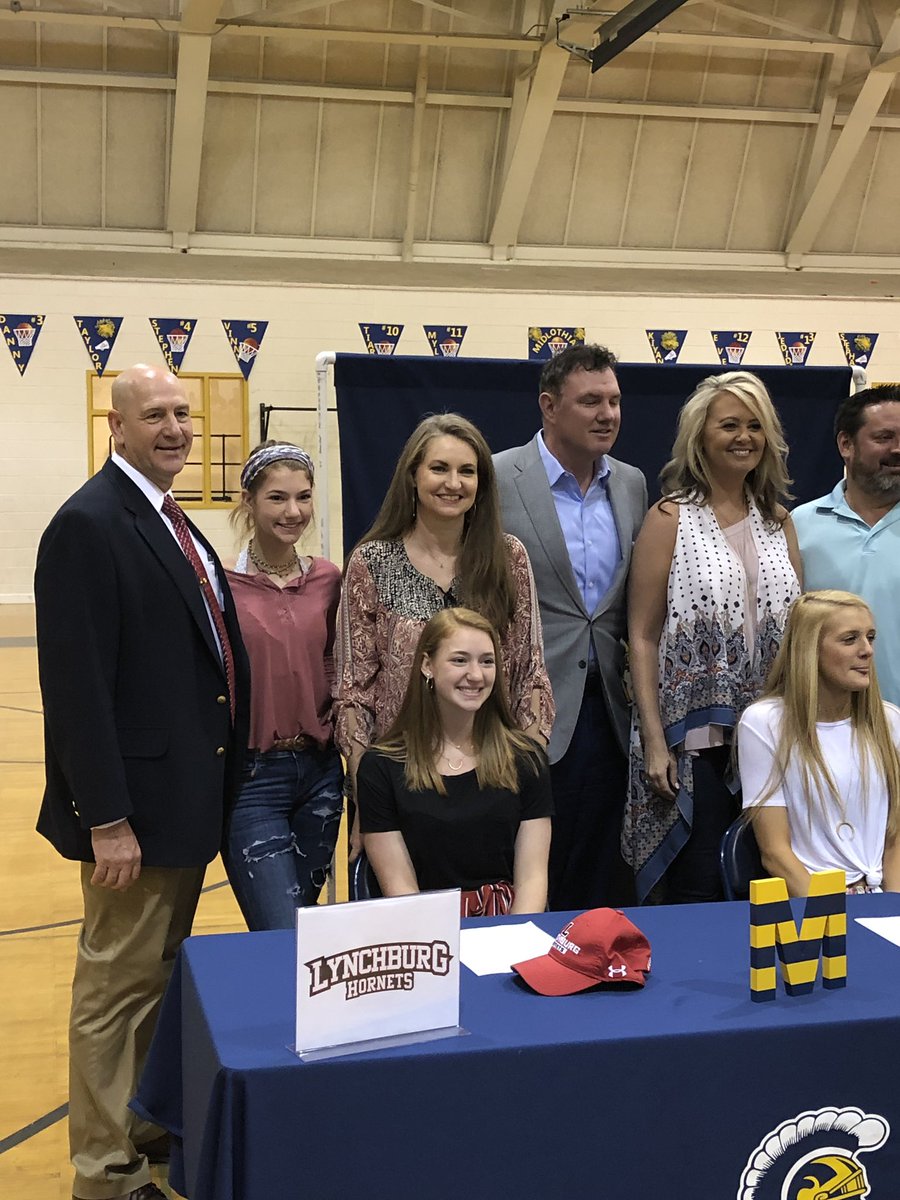 Special day (college signing day) for these two Midlo players!!  Proud of what they’ve accomplished and going to accomplish at the next level.  Baylea (Belmont Abbey College) and Abbi (Univ of Lynchburg). But will always bleed navy and gold.