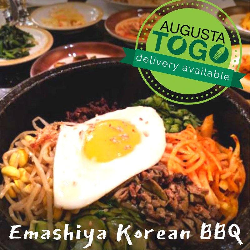 Psst! Looking for a hidden gem for dinner tonight? Emashiya Korean BBQ is a must-try! Have their deliciously authentic crowd favorites DELIVERED like the bibimbap rice bowl. Visit the Augusta To Go app &amp; explore this wonderful menu. #supportlocal #localeatsdelivered #augustatogo