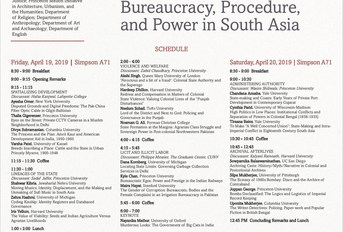 NayanikaM's tweet photo. Am really looking forward to spending the Easter weekend in @Princeton discussing 'Matters of State' in South Asia with this exciting group of young South Asianists! Thanks to @aqayyum and Tara Suri for putting together this splendid conference. 

https://t.co/3FrH2beRvt https://t.co/1D2rDaYO6B
